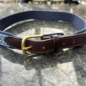 Vineyard Vines Club Belt Mens 28 Blue Whale Leather
